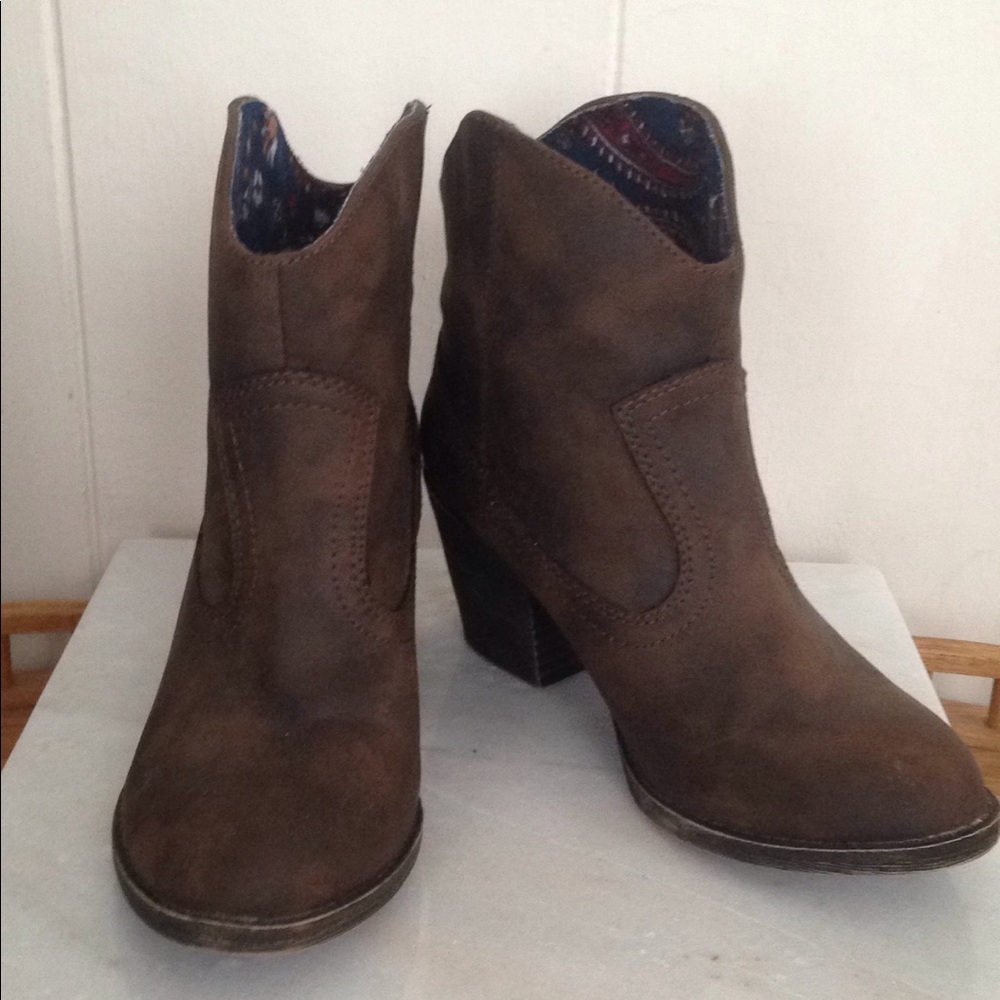 Brown western ankle boots